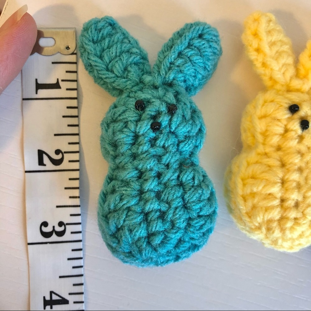 Hand Crafted Crocheted Easter Bunny Peeps handmade set of 5 stuffed animals - Picture 5 of 9